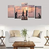 YKNFIS Beach Volleyball Player (no Frame) Canvas Print Sets Wall Art Picture 5 Pieces Paintings Posters Prints Photo Image On Canvas Ready to Hang for Living Room Bedroom Home Office Wall Decor