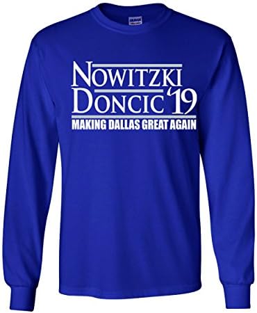 WB SHIRTS Long Sleeve Blue Dallas Dirk Doncic 19" T-Shirt Adult