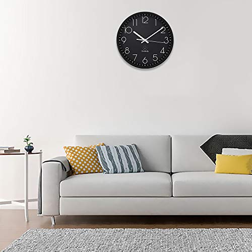 DreamSky 12Inch Large Wall Clock, NonTicking Silent Decorative Indoor Kitchen Living Room