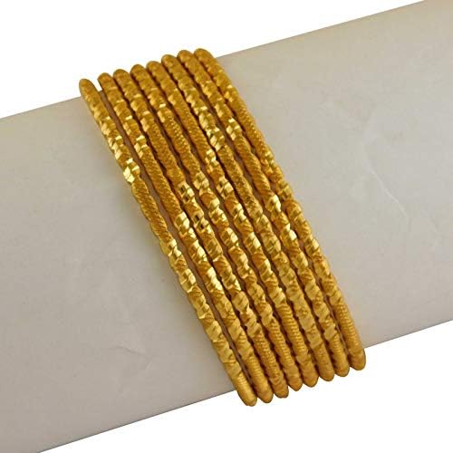 India Art Indian Traditional 18K Goldplated 8Pc Bangle Wedding Bracelets Fashion Jewelry