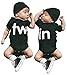 ATAZUA 2Pcs Newborn Twins Baby Boys Girls Short Sleeve Cute Romper Bodysuit Summer Outfit Clothes (0-3 Months, Black1)