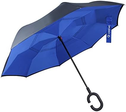 COOFINE Inverted Umbrella Windproof Double Layer Reverse Folding Travel Umbrella UV Protection