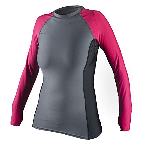 O'Neill Oneill Womens Basic Long Sleeve Rash Guard - Smoke Black Watermelon, Small