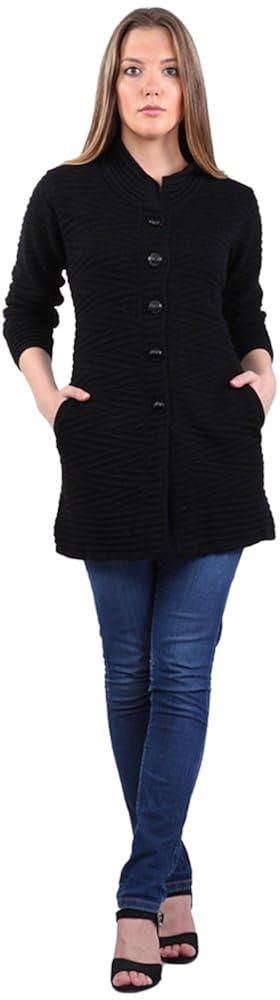 montrex acro wool winter long coat for women, girls (black)