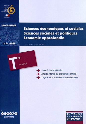 Sciences économiques et sociales, sciences sociales et politiques, économie approfondie