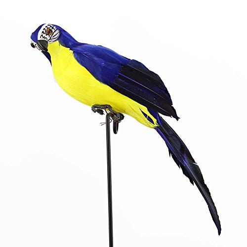 Oral Dentistry Realistic Parrot with Artificial Bird Feathered Decoration Ornament Birds Imitation Animal Model Outdoor Garden Lawn Tree Decor (Blue)