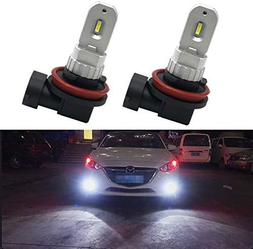 2pcs h11 led bulbs 6000k white 12V to 24V csp chip 2 sides emittant anti-error ODB led lamp H8 H9 h16 replacement original halogen fog and DRL 1500lm high power - warranty 18 months