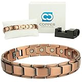 Copper Compression Elegant Luxury Copper Bracelet for Arthritis - 99.9% Pure Copper Magnetic Therapy 18 Magnet Link Bracelet for Men + Women. Therapeutic Bracelets for Carpal Tunnel Arthritis, Golf