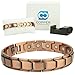 Copper Compression Elegant Luxury Copper Bracelet for Arthritis - 99.9% Pure Copper Magnetic Therapy 18 Magnet Link Bracelet for Men + Women. Therapeutic Bracelets for Carpal Tunnel Arthritis, Golf