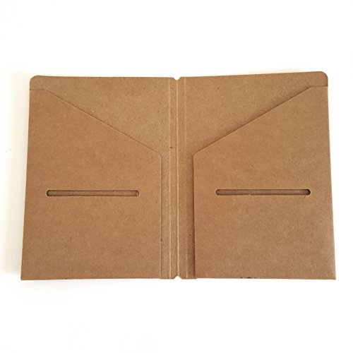Kraft File Folder + Zipper Pouch Refill Pack for Passport Travelers Notebook 5"x3.65" - Brown Card Holder + PVC Clear Pocket Case Insert for Pocket Leather Journals - Thumbnail 2