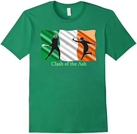 Mens Irish Flag T-Shirt - With Ireland's Sport of Hurling 2XL Kelly Green