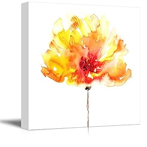 Canvas Wall Art Abstract Ink Watercolor Flowers Painting Artwork for Home Prints Framed - 12x12 inches