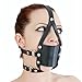 NewMaxer Black Harness Leather Mask with Ball Gag Mouth Gag Slave BDSM Fetish Head Harness Bondage
