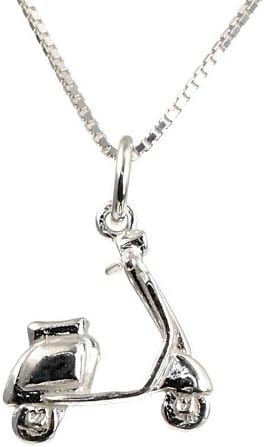 Mod Scooter Vespa Sterling Silver Pendant Necklace and 18 inch Sterling Silver Chain - Birthday Anniversary Present Gift
