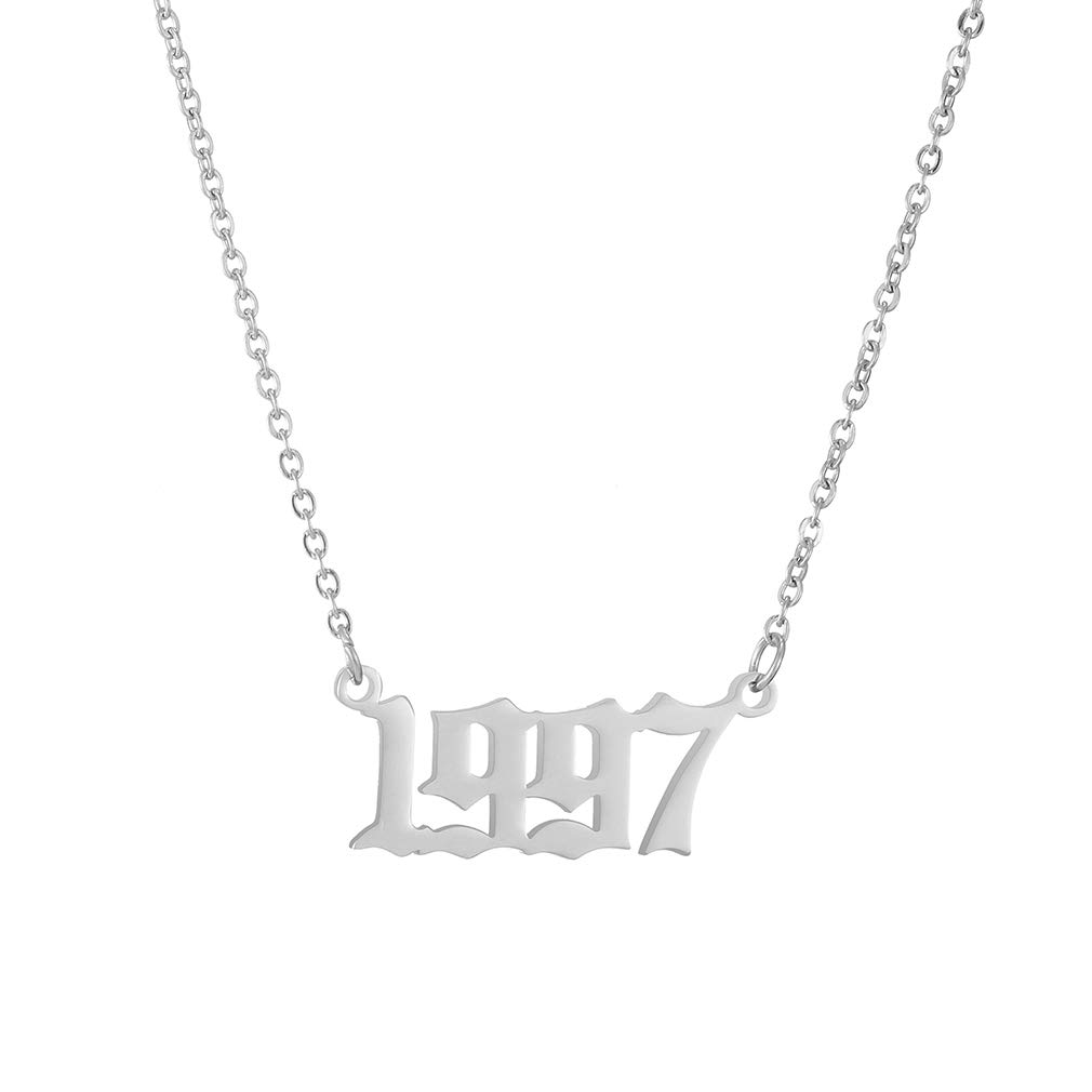 AFSTALR Birthday Year Necklace Women Silver Pendant Jewellry Birthday Gifts Custom Year 1997 Silver