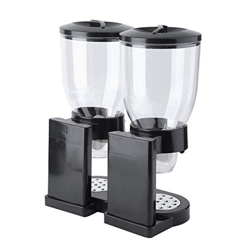Double Chambers Dry Food Cereal Dispenser Airtight Kitchen Storage Twin Container Dual Control For Oatmeal Candy Granola Nuts