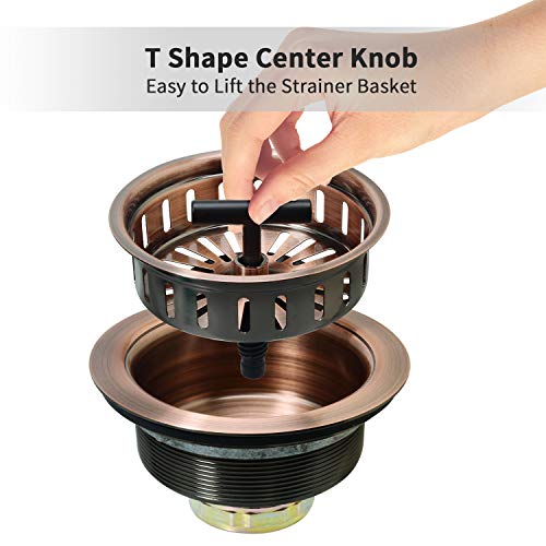 KONE Copper Sink Drain 3.5 Inch Kitchen Sink Drain Assembly Stainless