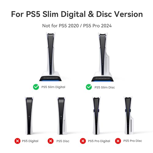 KIWI design D3 Cooling Stand and Charging Station PS5 Slim with RGB Controller, Charger for PS5 Controller, PS5 Slim Accessories with 2 Level Cooling Fan