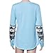Usstore Women Ladies Pocket Sequins Splice Long Sleeve Tops T-Shirt Blouse (M, Blue)