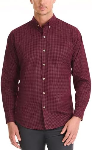 Van Heusen Men's Regular Fit Flex Collar Long Sleeve Dress Shirt - Wrinkle Free, Check Pattern