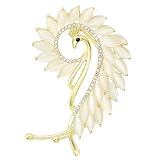 Fashion Women Gold-Tone Opal Stones Art Deco Peacock Left Side Cuff Earrings Non Pierced Ears Wrap White