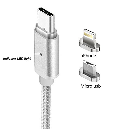 [2 Packs] Strongest Magnet2.4A CoolKo Magnetic Braided USB Charging Cable for All iPhone X, 8, 7, 6, 5, iPad, iPod, Mirco USB Android Smart Phones and Tablets - Thumbnail 2