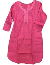 Womens Bohemian Tunic Dress Solid Loose Fit Ethnic Indian Kurti Summer Dresses Cover Up M