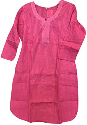 Womens Bohemian Tunic Dress Solid Loose Fit Ethnic Indian Kurti Summer Dresses Cover Up M