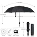 VATI Umbrella, Travel Umbrella Windproof with 210T Teflon Coating, Compact Folding Umbrellas with Ergonomic Handle, Auto Open/Close (Black) (Black)