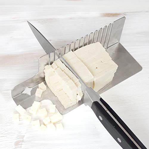 Raw Rutes - Samurai Tofu Slicer Guide for Cutting Tofu into Perfect Cubes or Slices - Made in The USA from Stainless Steel! Specialty Frosted Finish - Dishwasher Safe!