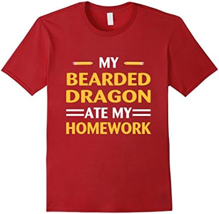 Men's My Bearded Dragon Ate My Homework Funny School T-Shirt Medium Cranberry