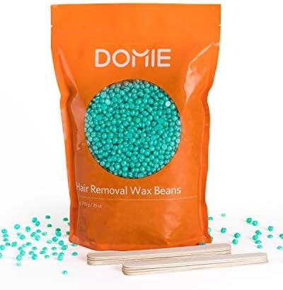 Wax Beans (25oz) in Hair Removal Waxing Kit with Applicator Sticks for All Body, Face, Bikini Area, Legs at Home Domie