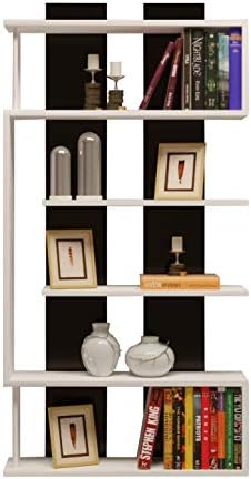 HOMIDEASATURN Bookcase - Bookshelf - Shelving Unit - Stand Shelf - Room Divider in modern design (White/Black)
