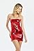 Bingirl Gothic Hot Sleeveless Dress Metallic Wetlook Clubwear Stripper Red1 One Size