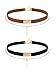 Mudder 2 Pieces Velvet Choker Necklace Gold Bar Pendant Chain Choker Double Layer Choker for Women Girls, Black and Brown