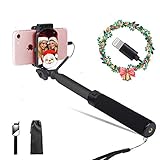 Lepamor Wired Selfie Stick with Mirror for Rear Camera No Battery Charging Portable for iPhone Xs Max, XS, XR, iPhone X,iPhone 8,iPhone7,iPhone 7Plus,iPhone6s,iPhone6s Plus,iPhone6 (Black)