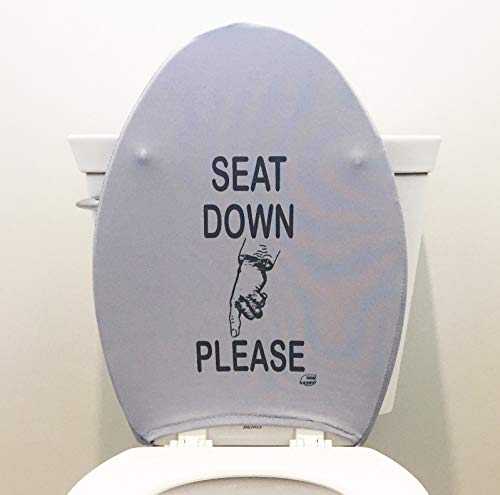 DISH NANNY Spandex Toilet Seat Sign Cover - Potty Training Adults | Bathroom Reminder to Put The Toilet seat Down (Light Grey) - Thumbnail 7