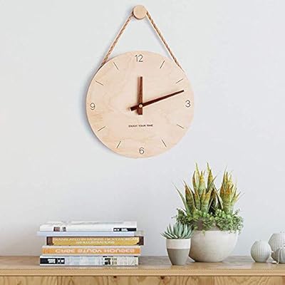 YHYHNE Wall Clock - Creative Simple Round Wood Scale Hanging Rope Clock, Silent/Accurate Time, 10 Inches Fashion Good… 41UdO0JofYL. SS400