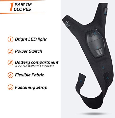 Gifts for Men Dad, LED Flashlight Gloves with AAA Batteries Unique Gadget Tools Gifts for Men, DIY Handyman, Father/Dad, Husband, Boyfriend, Him, Women