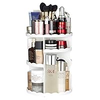 Jerrybox Makeup Organizer, 360° Rotation Vanity Organizers Adjustable Multi-Function Cosmetic Storage Box, Large Capacity, Fits Toner, Creams, Makeup Brushes, Lipsticks and More