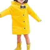 Taiduosheng Age 2~10 Kids Hooded button down Jacket Rain Raincoat With bow Cover Long Rainwear S