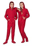Footed Pajamas Bright Red Kids Hoodie Fleece