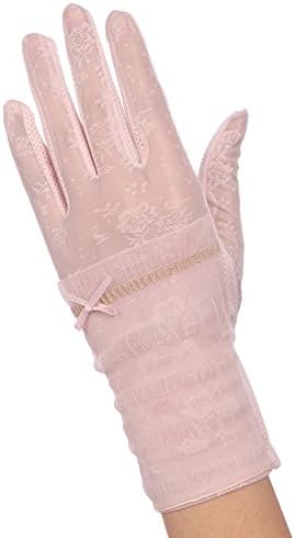 UV Protection Touchscreen Lace Gloves,Women Skid Resistant Driving Breathable (Light Pink)