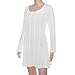 Franterd Women's Plain A Line Cable Long Sleeve Knit Sweater Mini Dress (S, White)