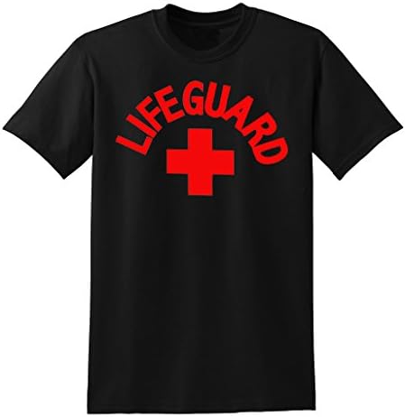 Red Lifeguard Designs T shirt for Men(Black,X-Large)