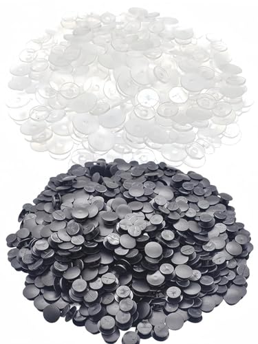 JIANYI Buckle Plastic Buttons, 100PCS Round Buttons DIY Shoes Accessories for Kids, Wristband Charm Backs (Black & Transparent)