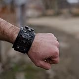 Thor's Hammer Mjolnir Men's norse leather bracelet with the rune Thurisaz with metal inserts Scandinavian Viking Mjölnir FREE SHIPPING custom size Blued steel
