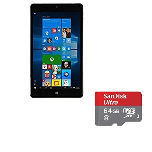 Newest NuVision 8 inch Full HD High Definition Touchscreen Premium Windows Tablet, Intel Atom x5-Z8300, Quad-Core Processor, 2GB RAM, 32GB SSD eMMC, Windows 10, Silver, Bundle 64G Micro SD card