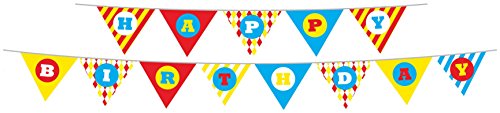 Party Partners Design Retro Big Top Circus Themed Happy Birthday Banner Set, Blue/Red