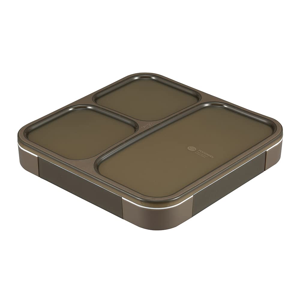フードマン 弁当箱 立てて運べる 薄型弁当箱 800ml [ 抗菌 ] アッシュブラウン 汁漏れしにくい Wシーリング 4点ロックでしっかり固定 シービージャパン DSK商品画像